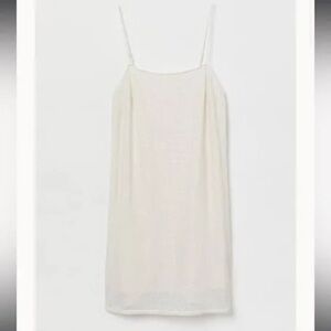 Elegant Sparkle Ivory Slip Dress
